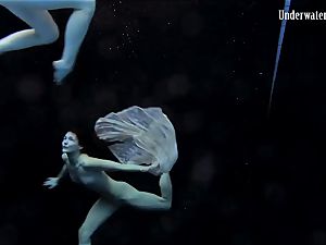 2 nymphs swim and get nude stunning