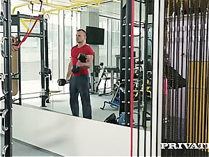 light-haired Sarah Kay Gets bum-fucked in the Gym