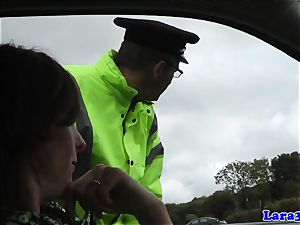 Caught milking mature pokes patrol cop
