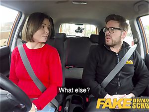 fake Driving college Jealous learner with fine jugs
